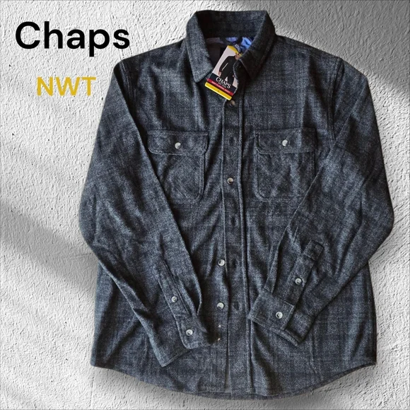Chaps Plaid Flannel Men's Shirt NWT (LS25) - Picture 2 of 13